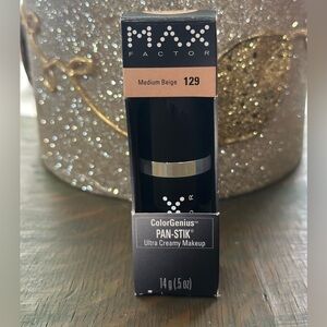 MAX FACTOR #129 Medium Beige PAN-STIK Ultra Creamy Makeup 14g (.5oz)  ** RARE **